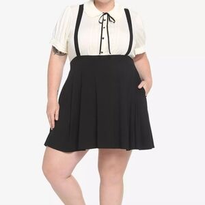 Hot Topic Black Suspender Circle Skater Skirt Women's 1X Preppy Grunge Flirty